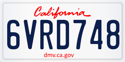CA license plate 6VRD748