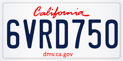 CA license plate 6VRD750
