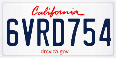 CA license plate 6VRD754