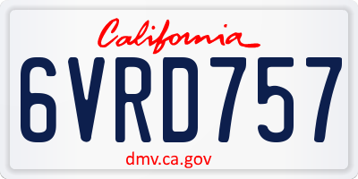 CA license plate 6VRD757