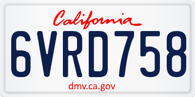 CA license plate 6VRD758