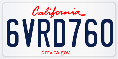 CA license plate 6VRD760