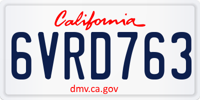 CA license plate 6VRD763