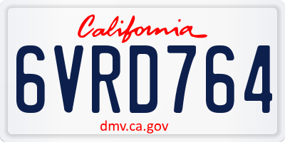CA license plate 6VRD764