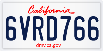 CA license plate 6VRD766
