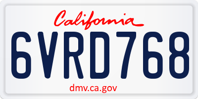 CA license plate 6VRD768