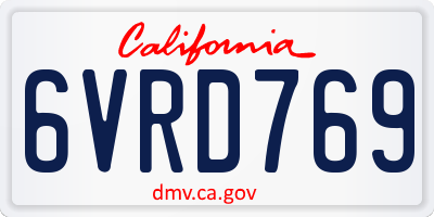 CA license plate 6VRD769