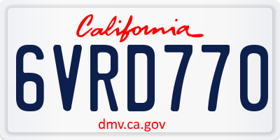 CA license plate 6VRD770
