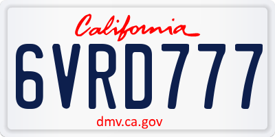 CA license plate 6VRD777