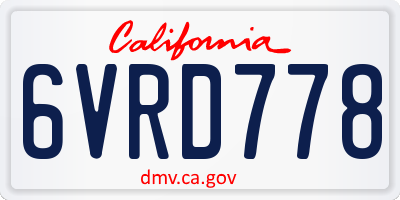 CA license plate 6VRD778