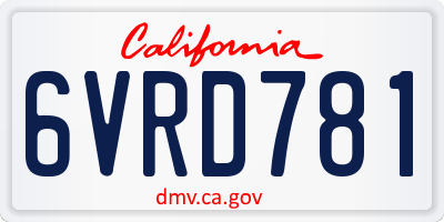 CA license plate 6VRD781