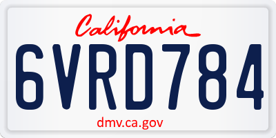 CA license plate 6VRD784