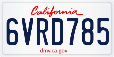 CA license plate 6VRD785