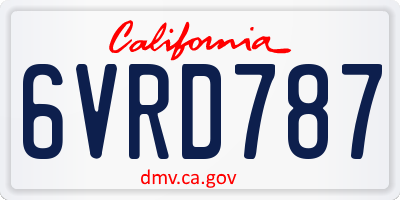CA license plate 6VRD787