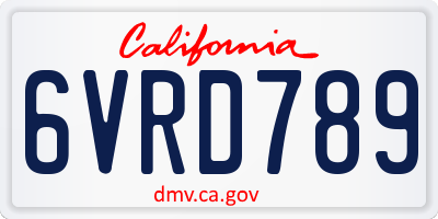 CA license plate 6VRD789