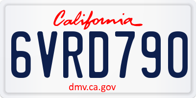 CA license plate 6VRD790