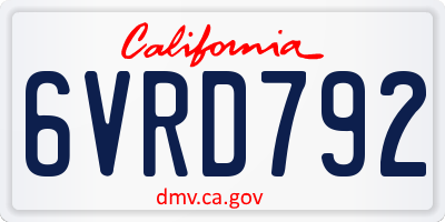 CA license plate 6VRD792