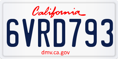 CA license plate 6VRD793