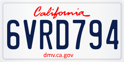CA license plate 6VRD794