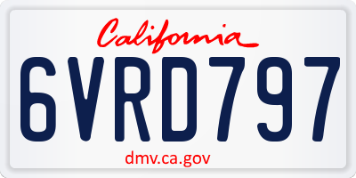 CA license plate 6VRD797
