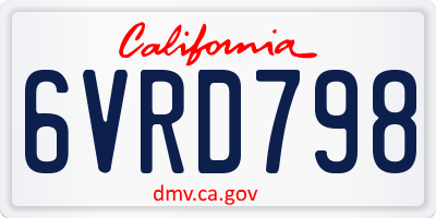 CA license plate 6VRD798