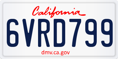 CA license plate 6VRD799