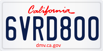 CA license plate 6VRD800