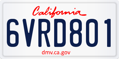 CA license plate 6VRD801