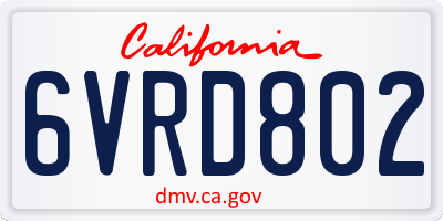 CA license plate 6VRD802