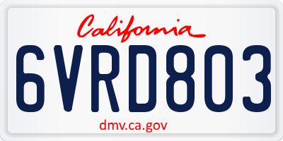 CA license plate 6VRD803