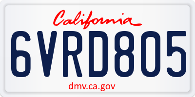 CA license plate 6VRD805