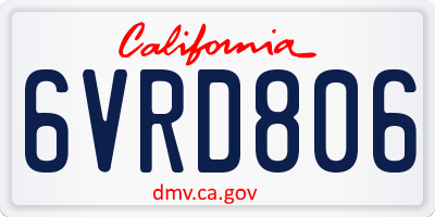 CA license plate 6VRD806