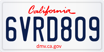 CA license plate 6VRD809