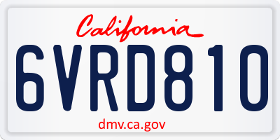 CA license plate 6VRD810