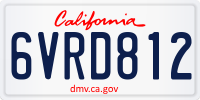 CA license plate 6VRD812