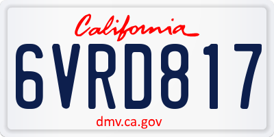 CA license plate 6VRD817