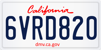 CA license plate 6VRD820