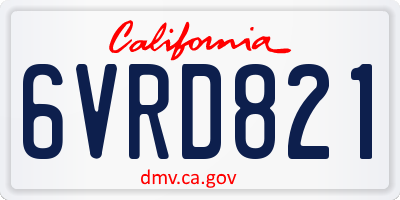 CA license plate 6VRD821