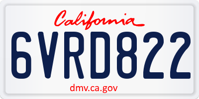 CA license plate 6VRD822