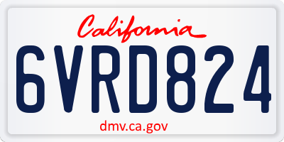 CA license plate 6VRD824
