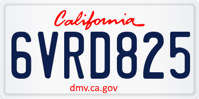 CA license plate 6VRD825