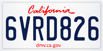 CA license plate 6VRD826