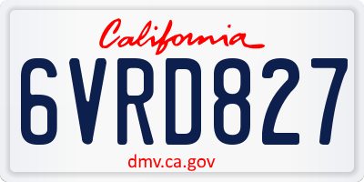 CA license plate 6VRD827