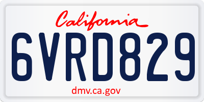 CA license plate 6VRD829