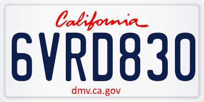 CA license plate 6VRD830