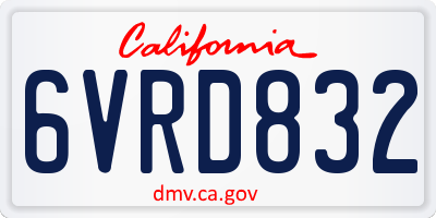 CA license plate 6VRD832