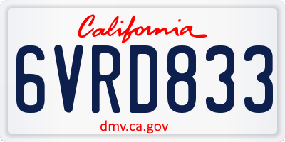CA license plate 6VRD833