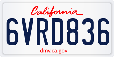 CA license plate 6VRD836
