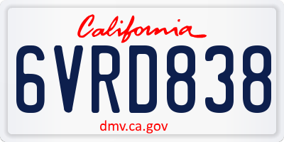 CA license plate 6VRD838