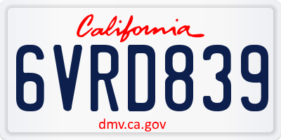 CA license plate 6VRD839
